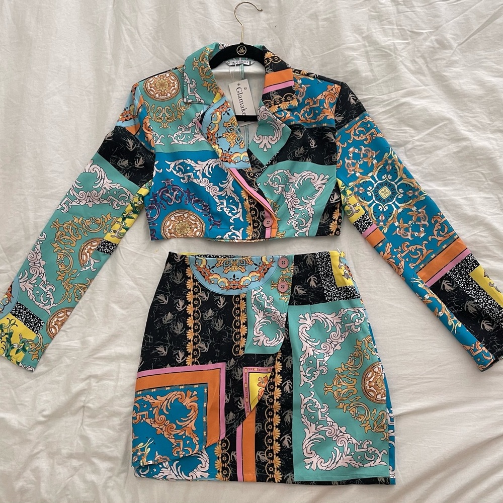Versace inspired top and skirt Shein NEVER WORN